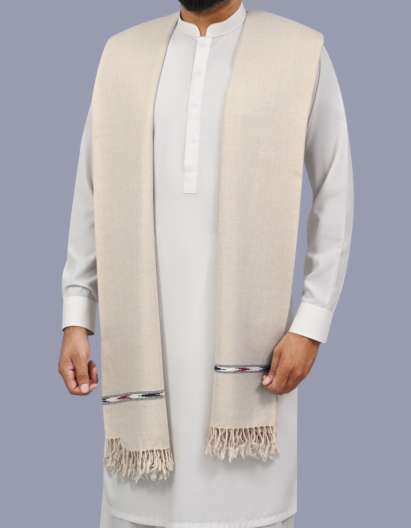 D Skin Plain Wool Blend Men Shawl