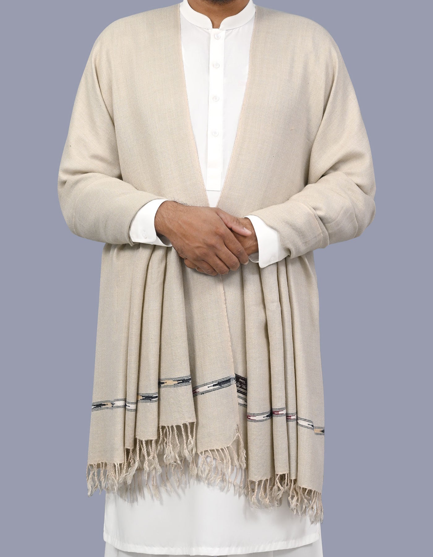 D Skin Plain Wool Blend Men Shawl