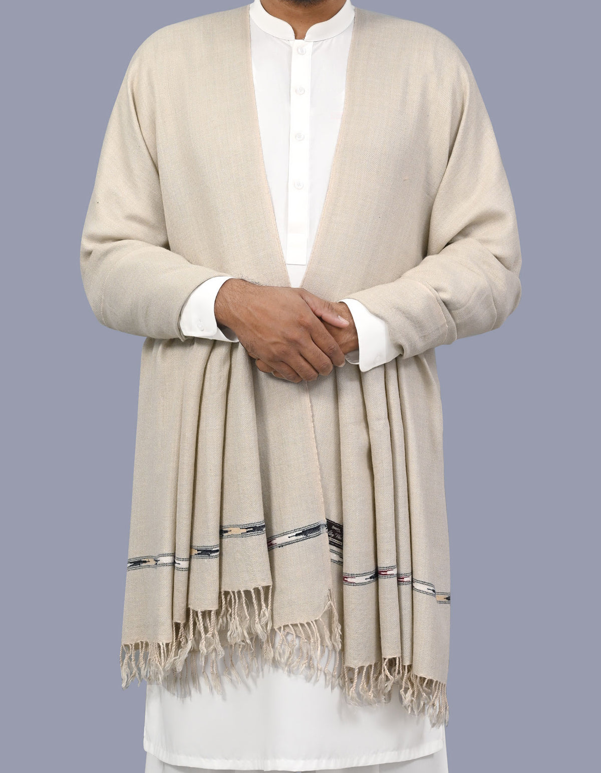 D Skin Plain Wool Blend Men Shawl