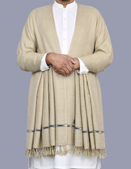 L Khaki Plain Wool Blend Men Shawl