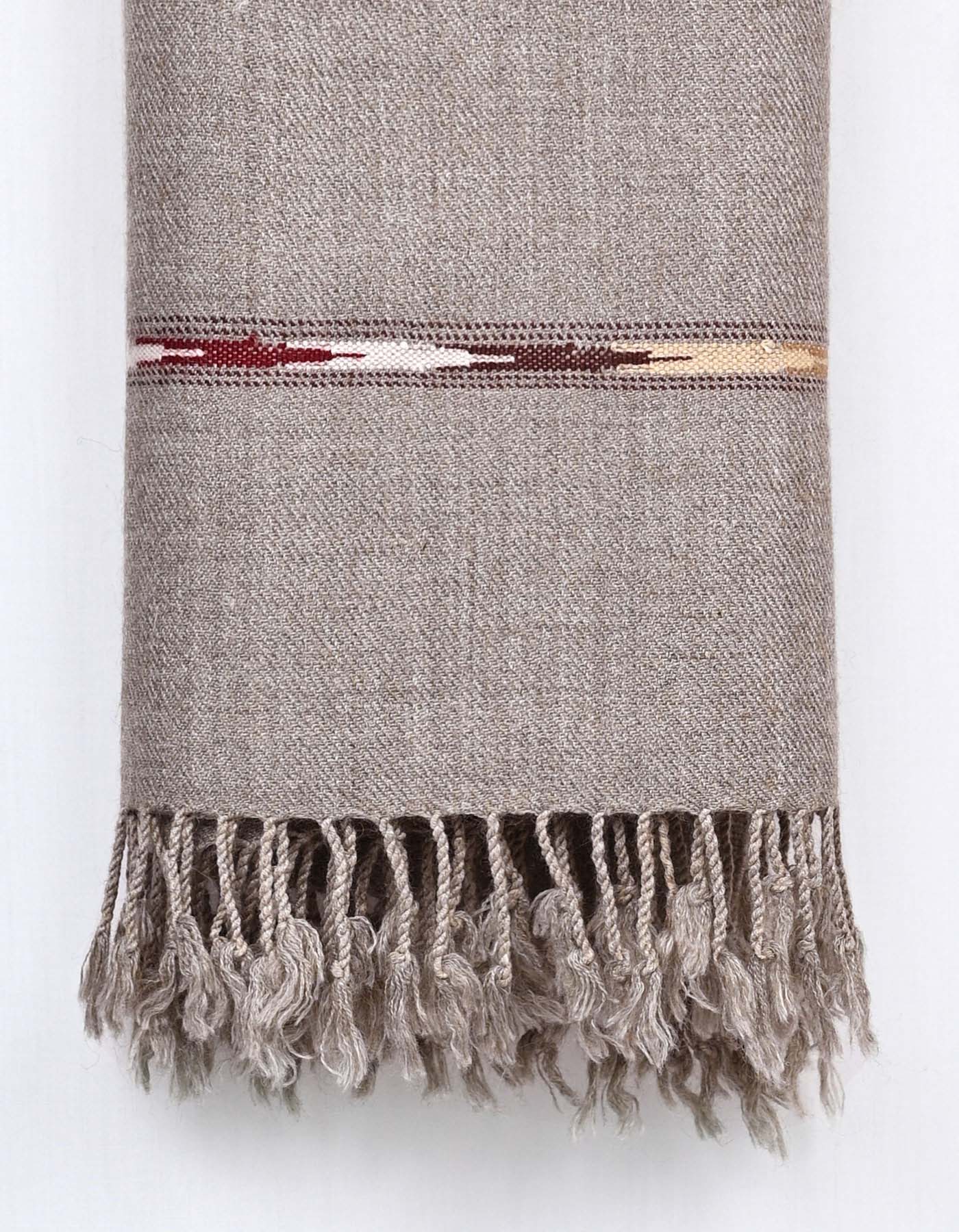 L Olive Plain Wool Blend Men Shawl