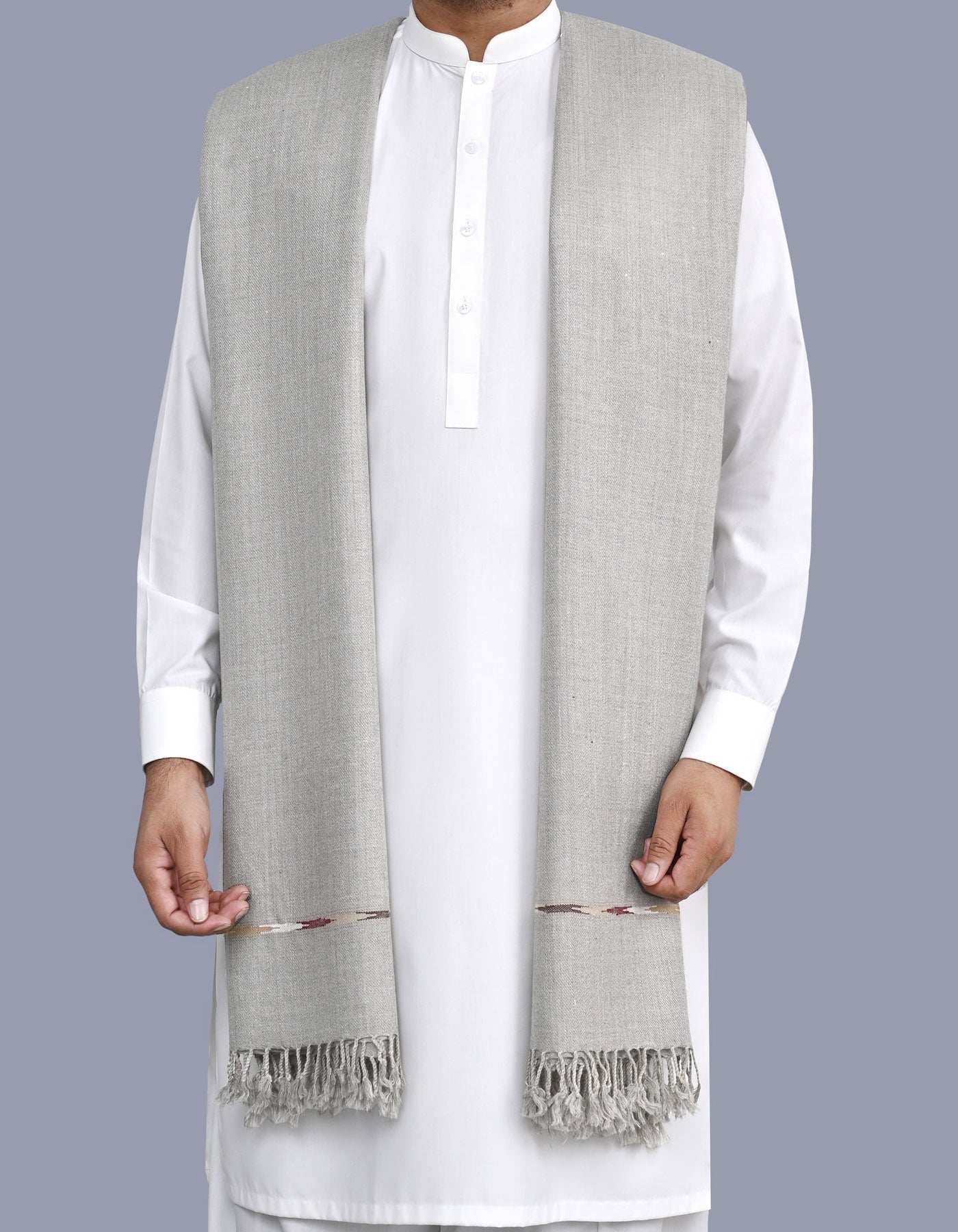 Stone Plain Wool Blend Men Shawl