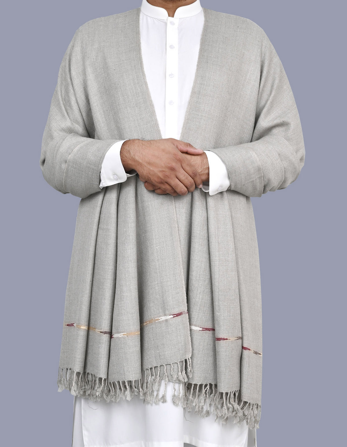 Stone Plain Wool Blend Men Shawl