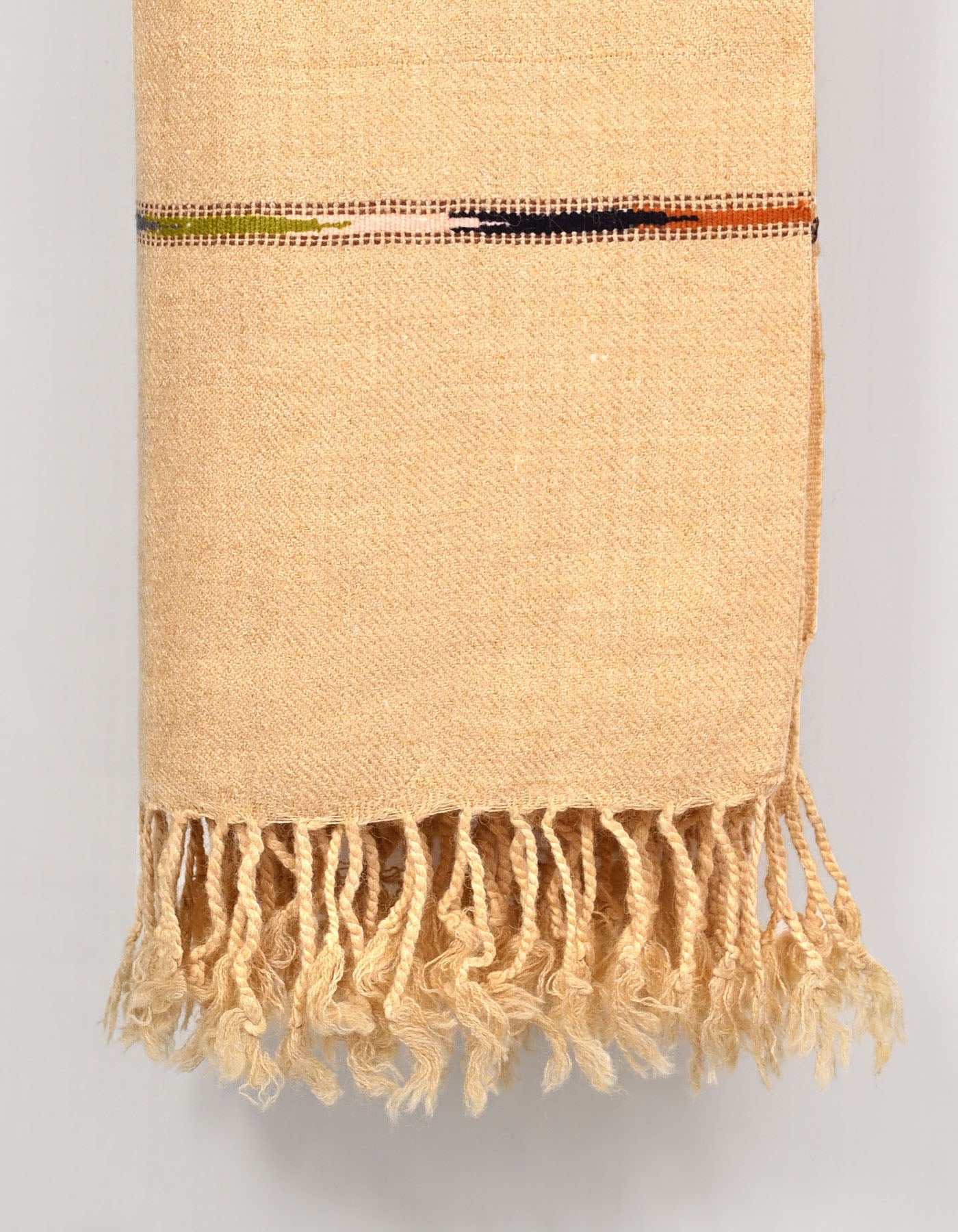 Beige Plain Wool Blend Men Shawl