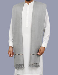 Grey Plain Wool Blend Men Shawl