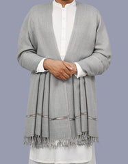 Grey Plain Wool Blend Men Shawl