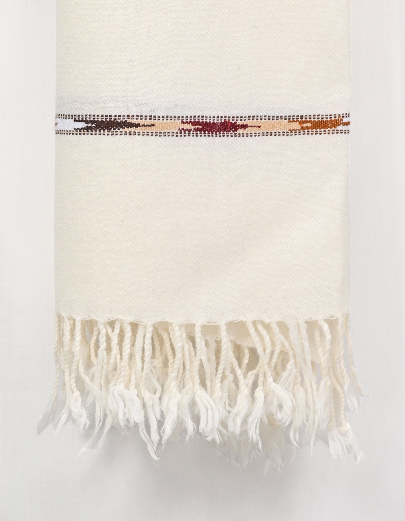 Off White Plain Wool Blend Men Shawl
