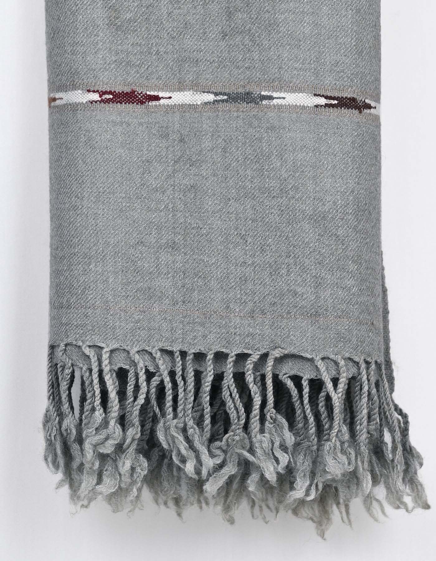 Grey Plain Wool Blend Men Shawl