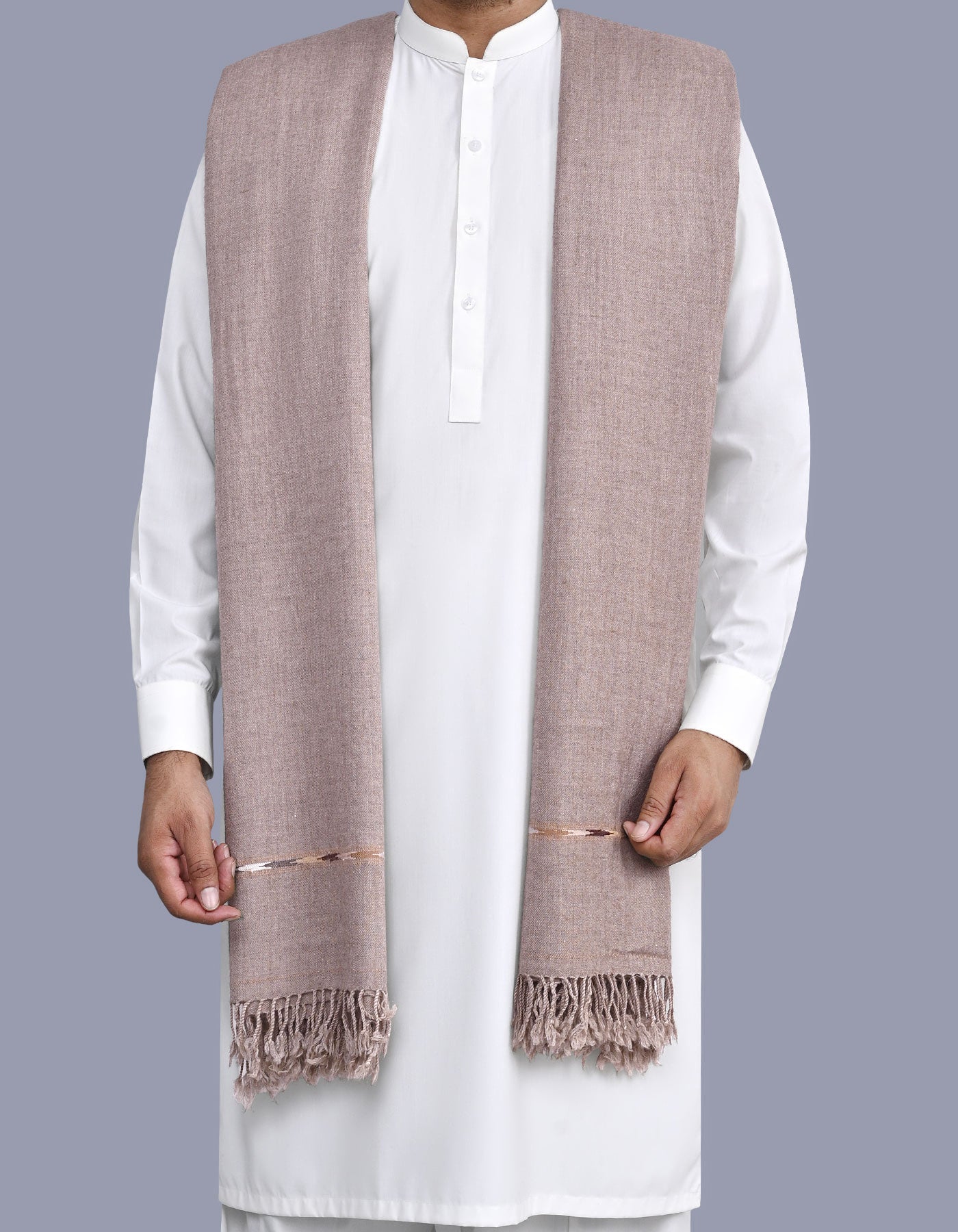Sand Plain Wool Blend Men Shawl