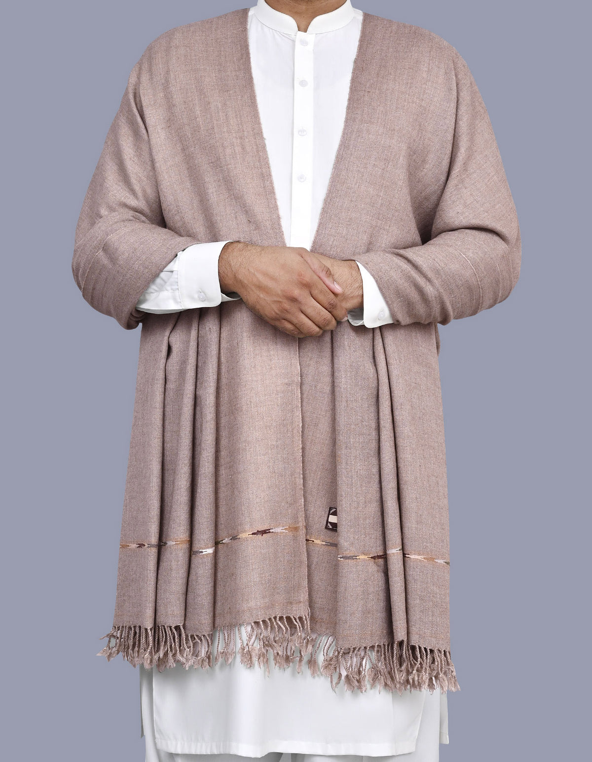 Sand Plain Wool Blend Men Shawl