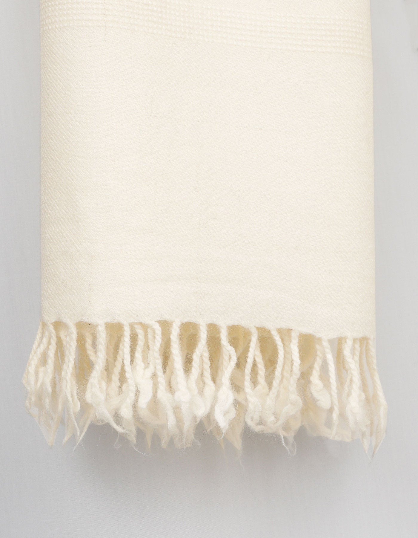 Off White Plain Wool Blend Men Shawl