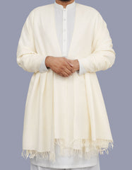 Off White Plain Wool Blend Men Shawl