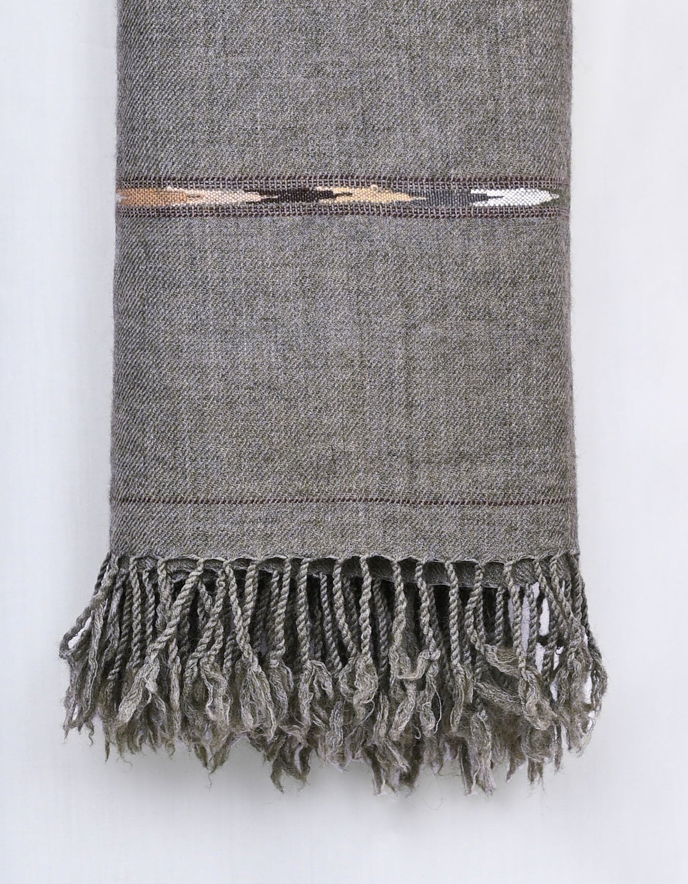 Olive Plain Wool Blend Men Shawl