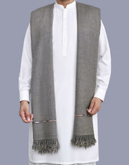 Olive Plain Wool Blend Men Shawl