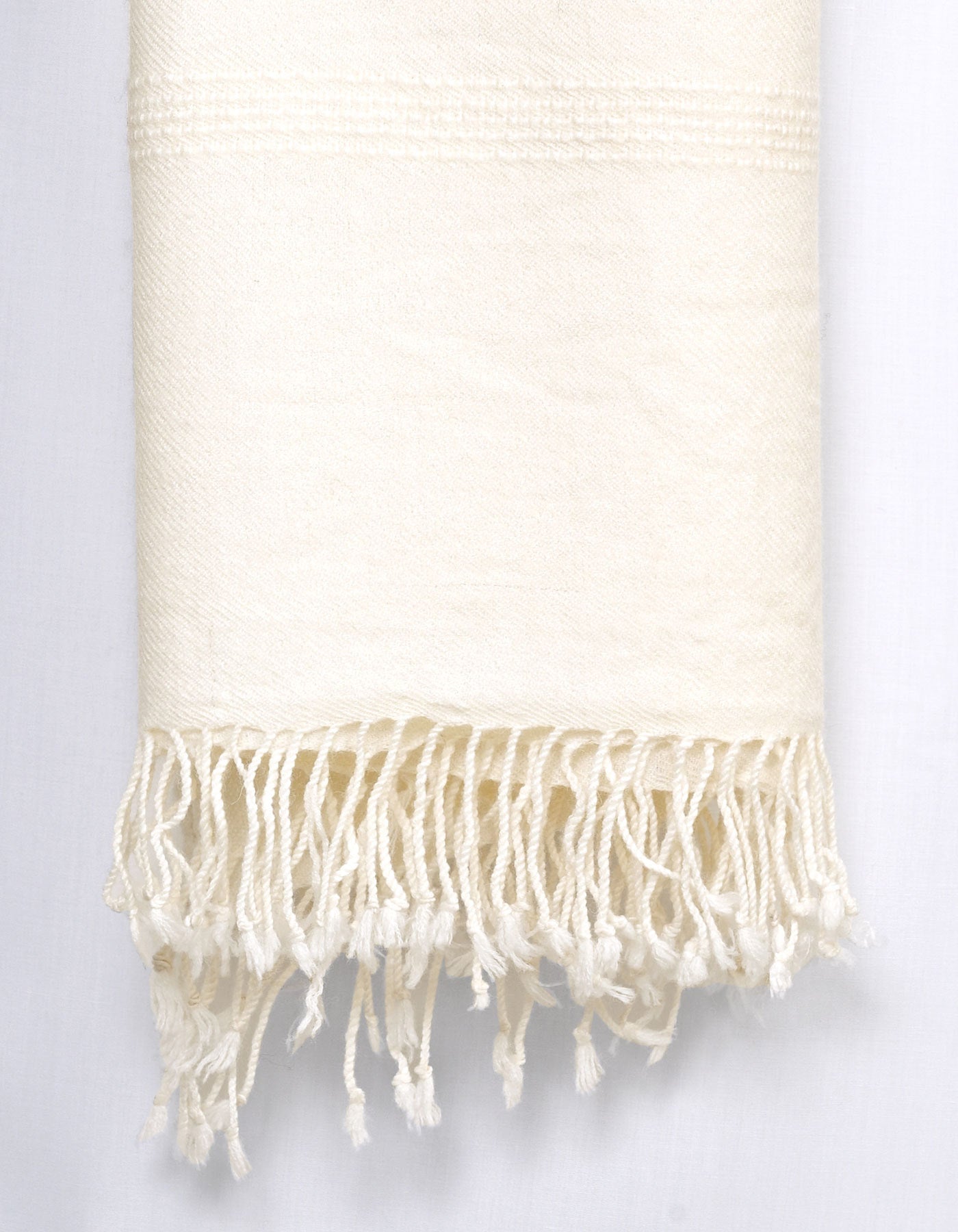 Off White Plain Wool Blend Men Shawl