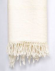 Off White Plain Wool Blend Men Shawl