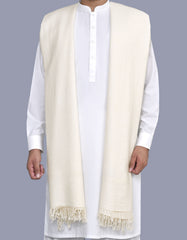 Off White Plain Wool Blend Men Shawl