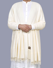 Off White Plain Wool Blend Men Shawl