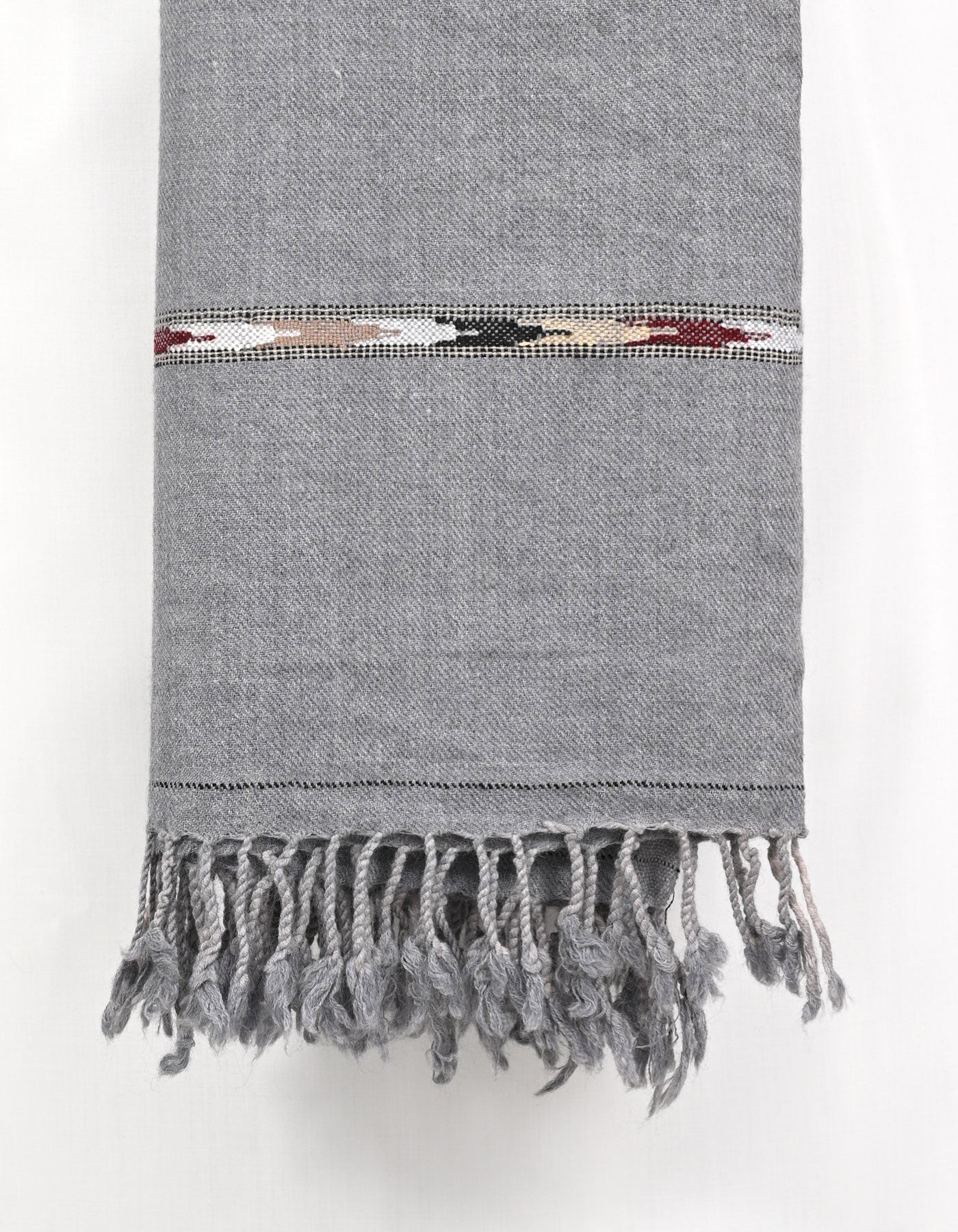 Grey Plain Wool Blend Men Shawl