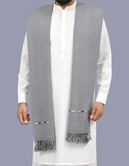 Grey Plain Wool Blend Men Shawl
