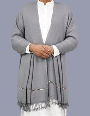 Grey Plain Wool Blend Men Shawl