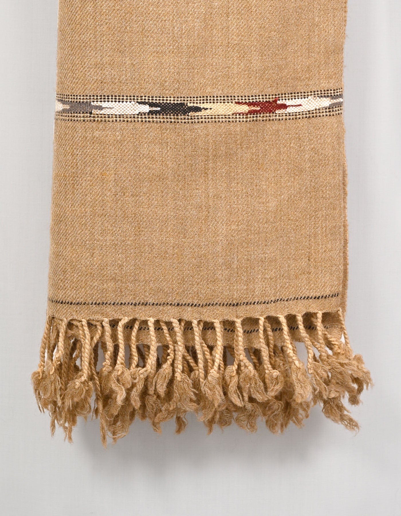 L Brown Plain Wool Blend Men Shawl
