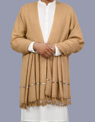 L Brown Plain Wool Blend Men Shawl