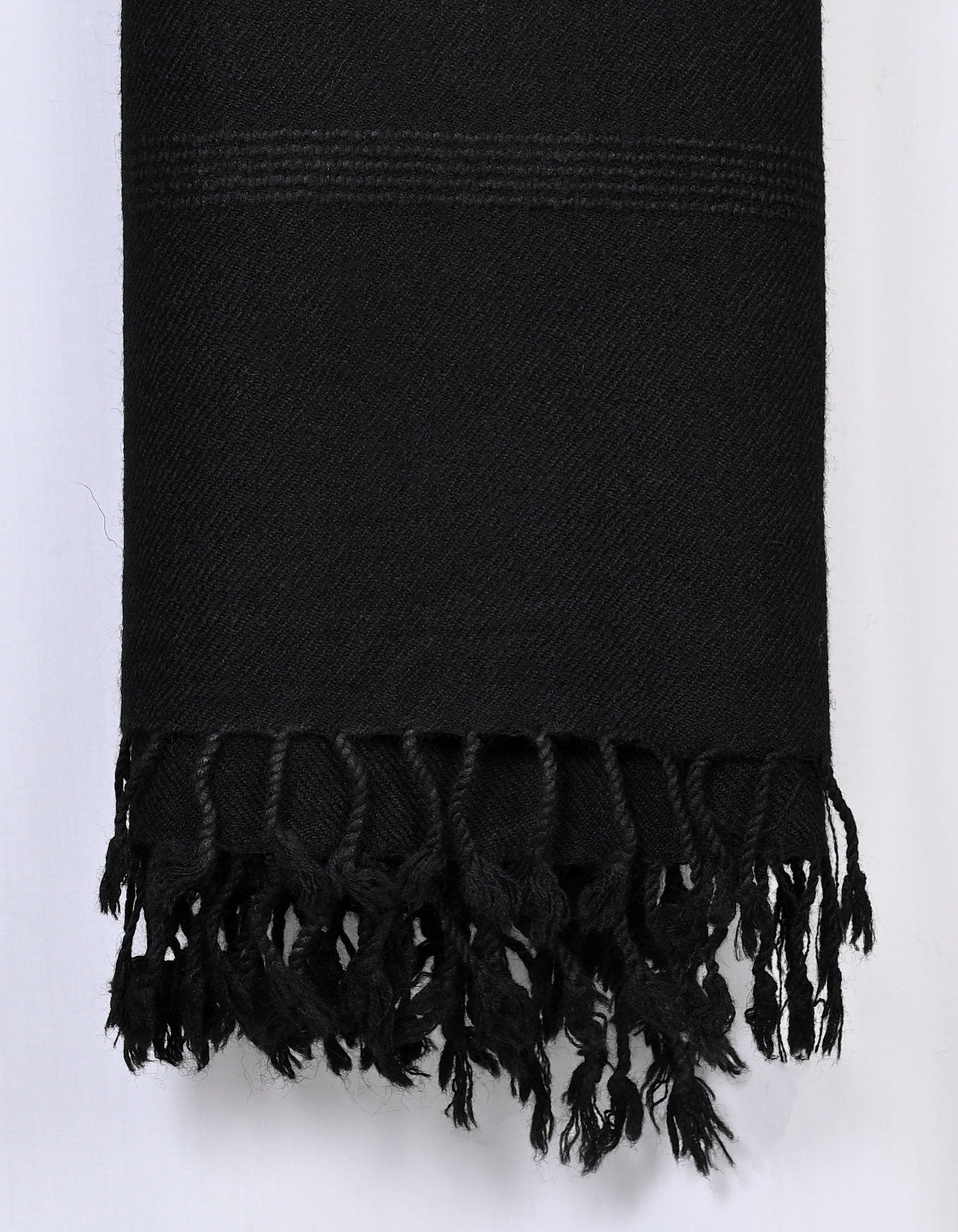 Black Plain Wool Blend Men Shawl