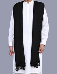 Black Plain Wool Blend Men Shawl