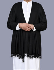 Black Plain Wool Blend Men Shawl