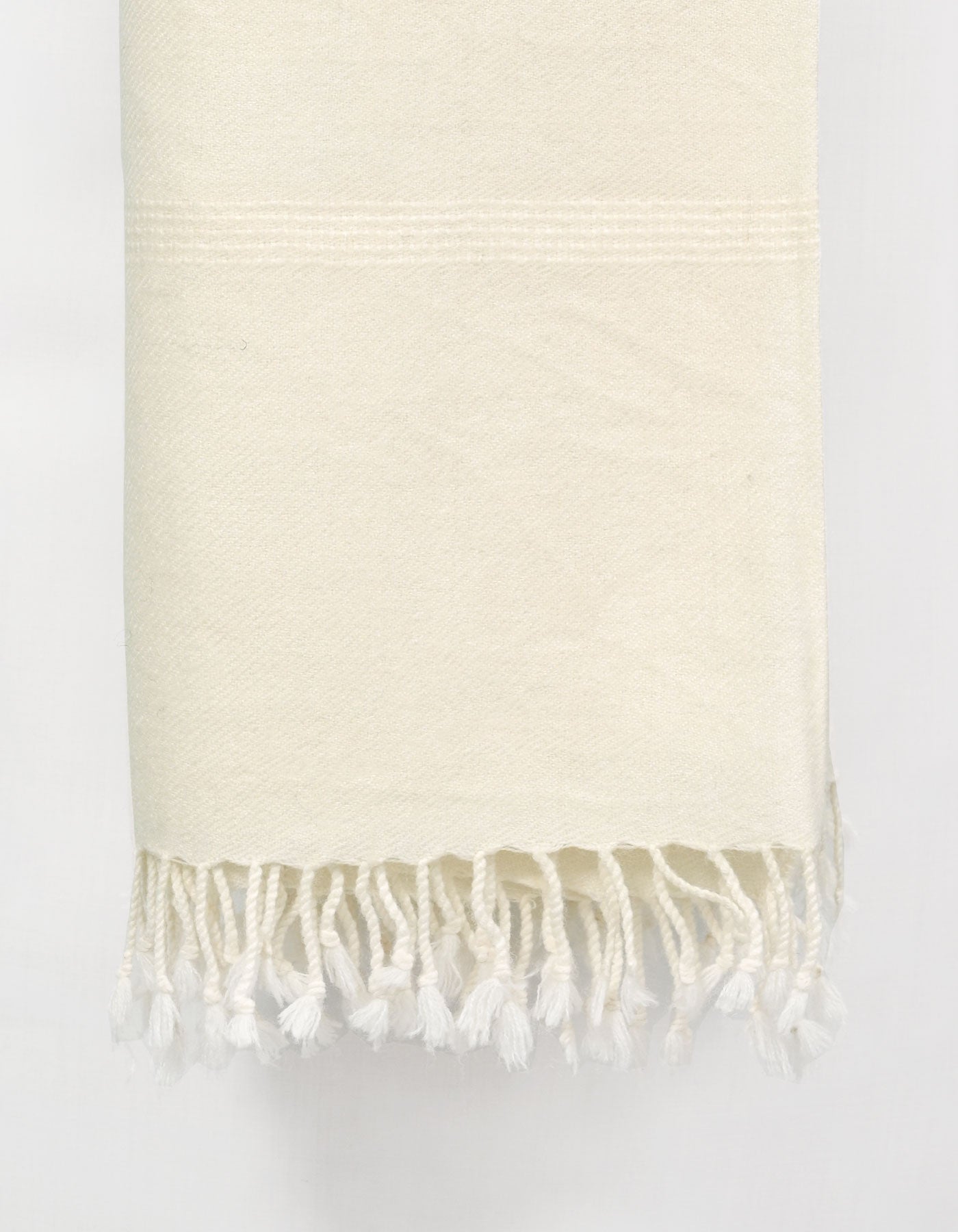 White Plain Wool Blend Men Shawl
