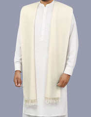 White Plain Wool Blend Men Shawl