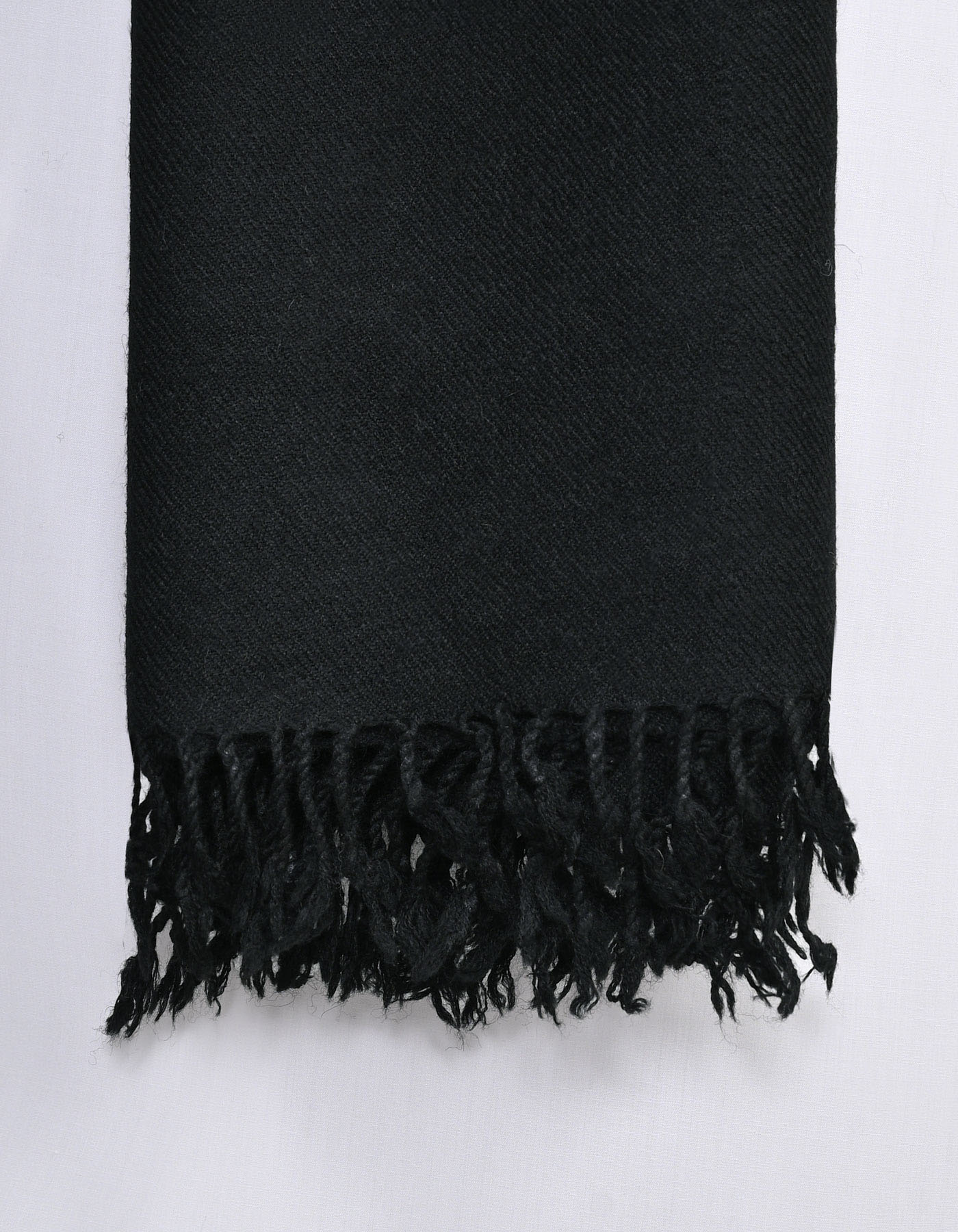 Black Plain Wool Blend Men Shawl