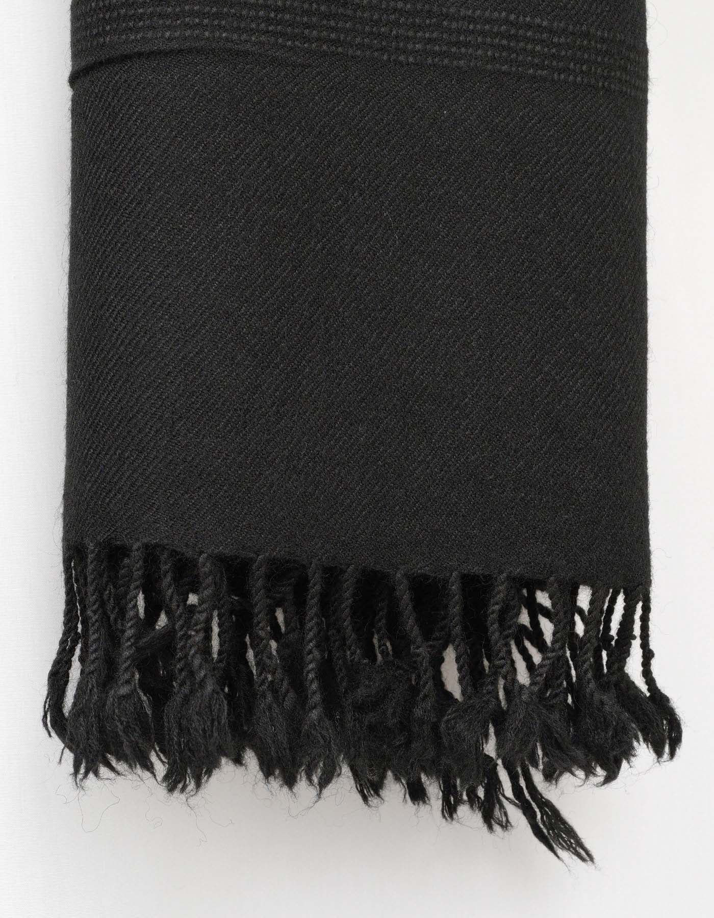 Black Plain Wool Blend Men Shawl