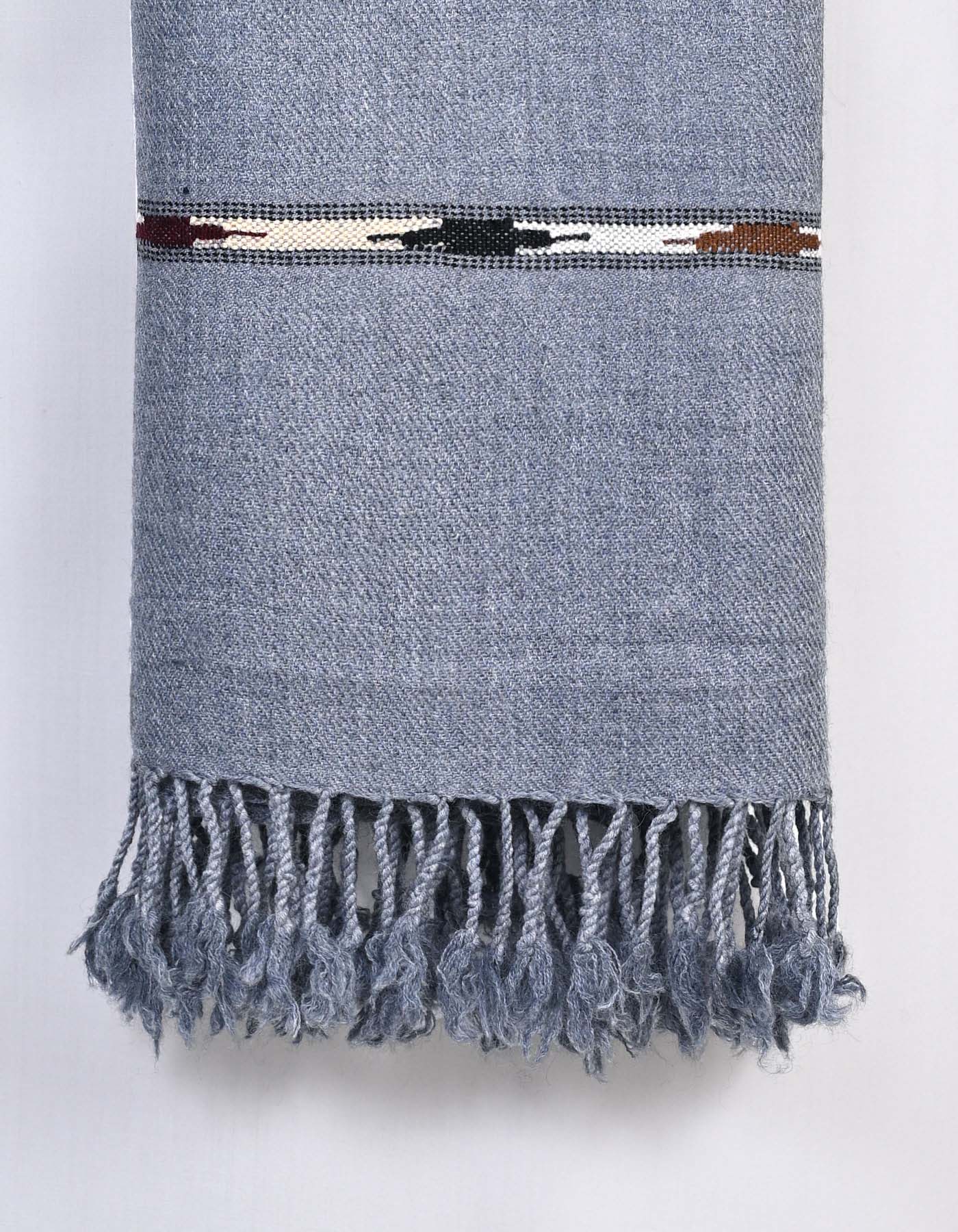Grey Plain Wool Blend Men Shawl