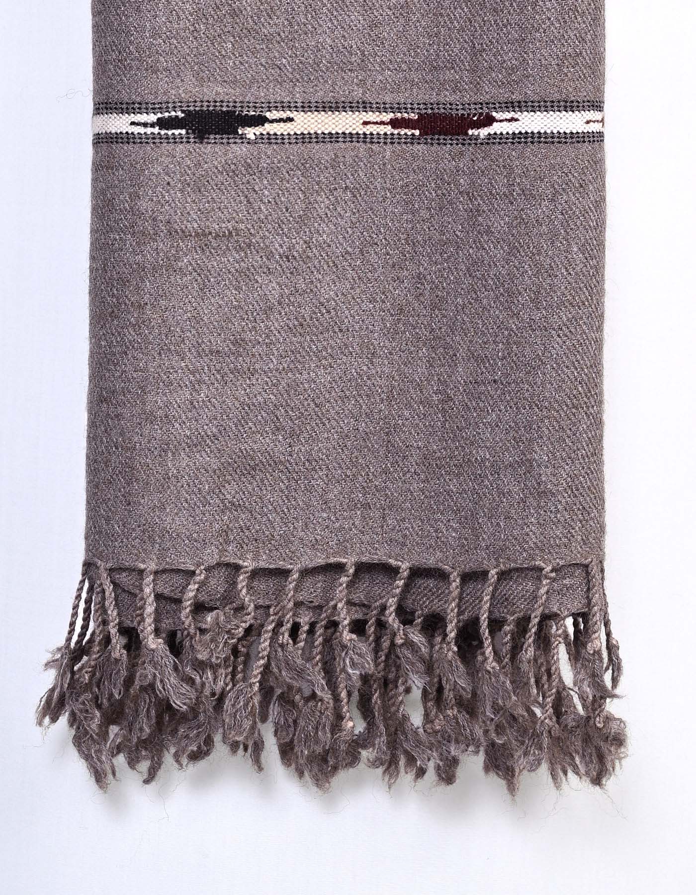 L Brown Plain Wool Blend Men Shawl