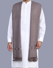 L Brown Plain Wool Blend Men Shawl