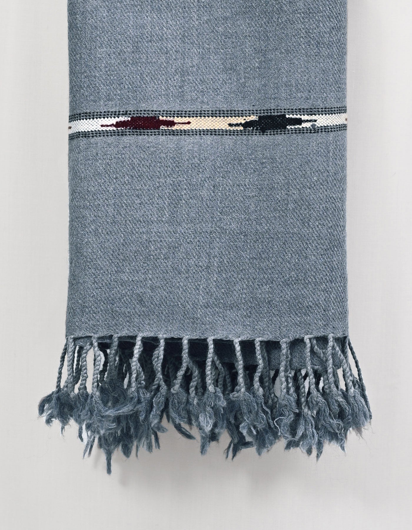 Grey Plain Wool Blend Men Shawl