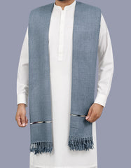 Grey Plain Wool Blend Men Shawl