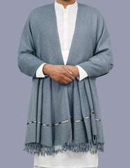 Grey Plain Wool Blend Men Shawl