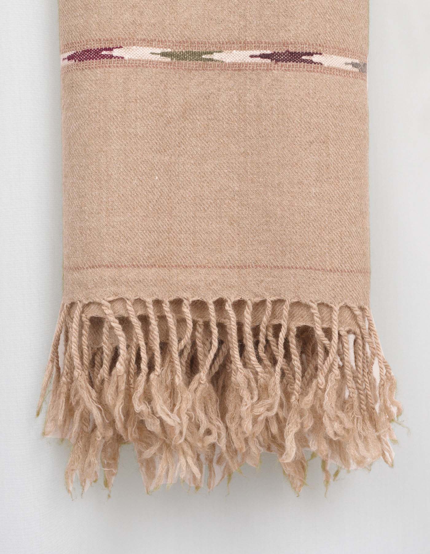 L Beige Plain Wool Blend Men Shawl