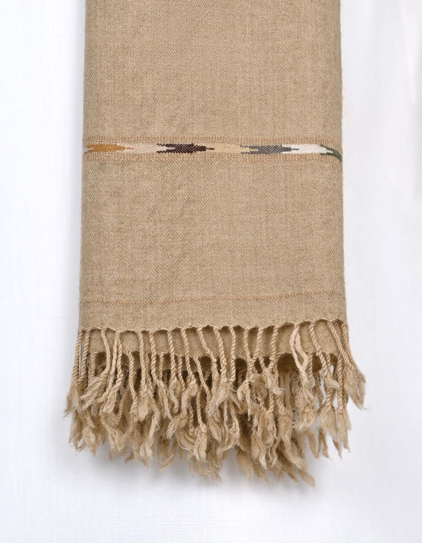 Beige Plain Wool Blend Men Shawl
