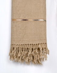 Beige Plain Wool Blend Men Shawl