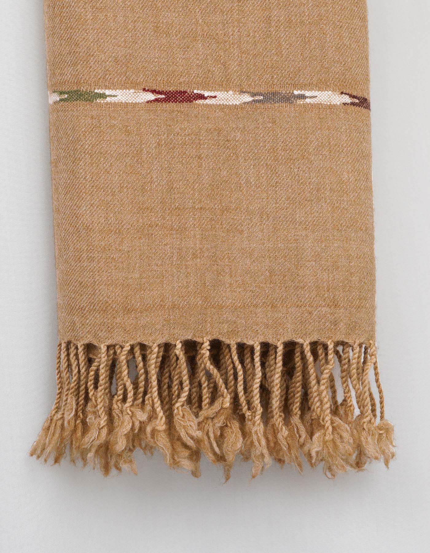 Camel Plain Wool Blend Men Shawl