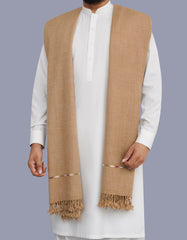Camel Plain Wool Blend Men Shawl