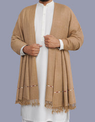 Camel Plain Wool Blend Men Shawl