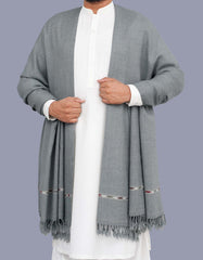 Grey Plain Wool Blend Men Shawl