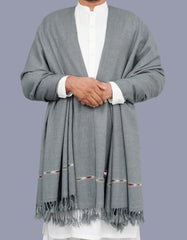 Grey Plain Wool Blend Men Shawl