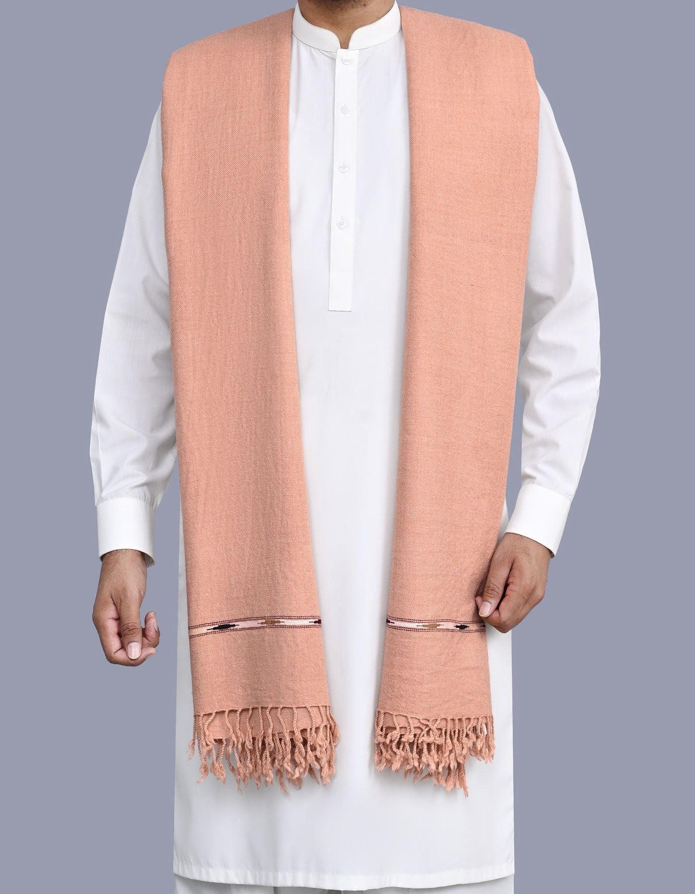 D Skin Plain Wool Blend Men Shawl