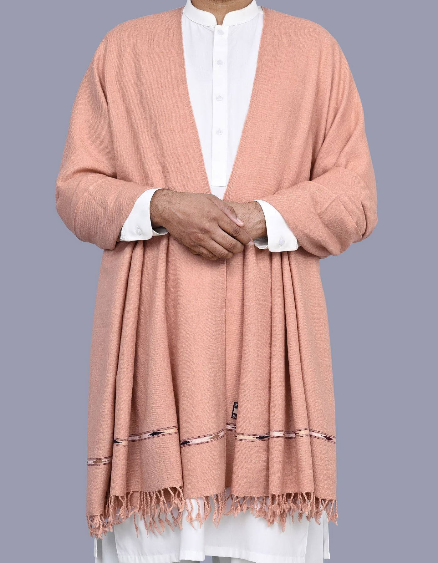 D Skin Plain Wool Blend Men Shawl